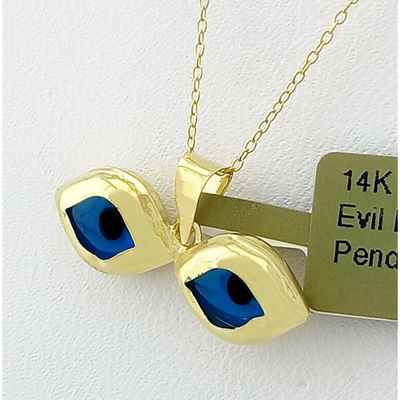 Evil Eye Pendant 14k Yellow Gold - Picture 4 of 5
